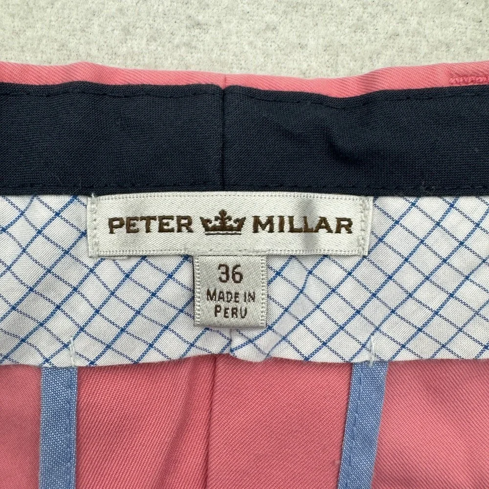 Peter Millar Shorts Mens Size 36 Pink 100% Pima Cotton Flat Front Golf Chino